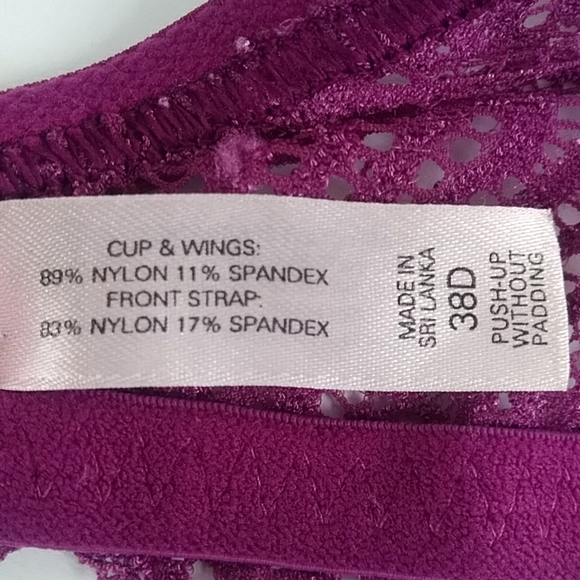 Victoria's Secret Very Sexy Lace Push-Up Without Padding Bra 38D Purple Pink - Picture 13 of 16